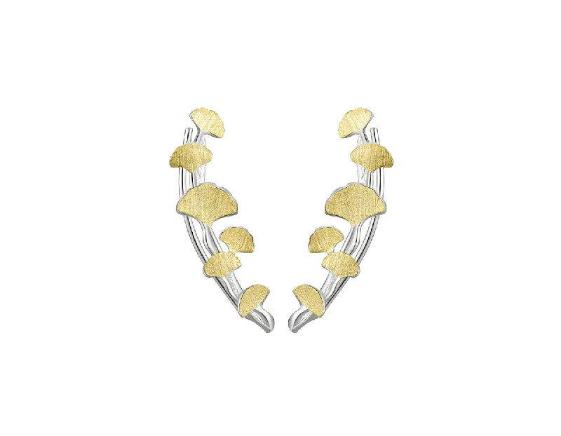 women's horseshoe earrings-Gingko Leaves Stud Earrings