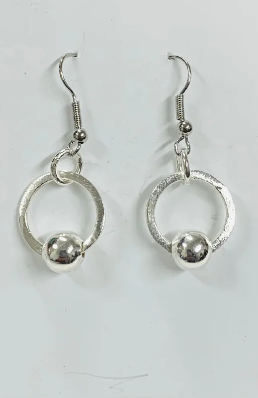 women's sea-inspired earrings-Silver hoop and bead small earrings