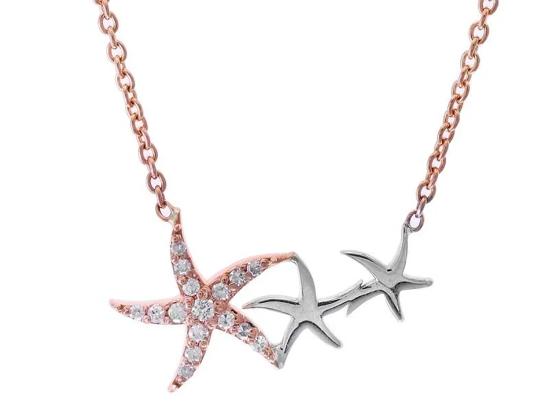 women's gemstone necklaces-STARFISH DIAMOND NECKLACE