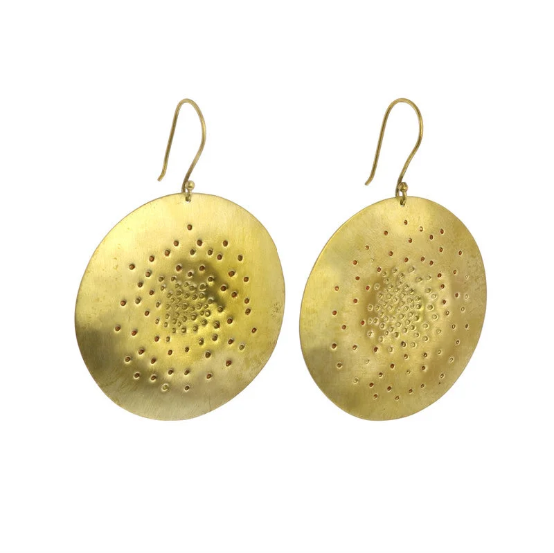 women's opal earrings-Brass Center Punch Earrings