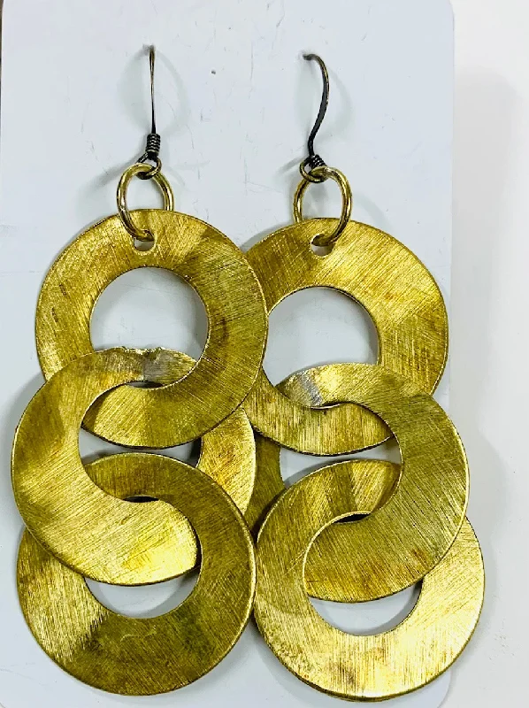 women's bold earrings-Retro circle brass earrings