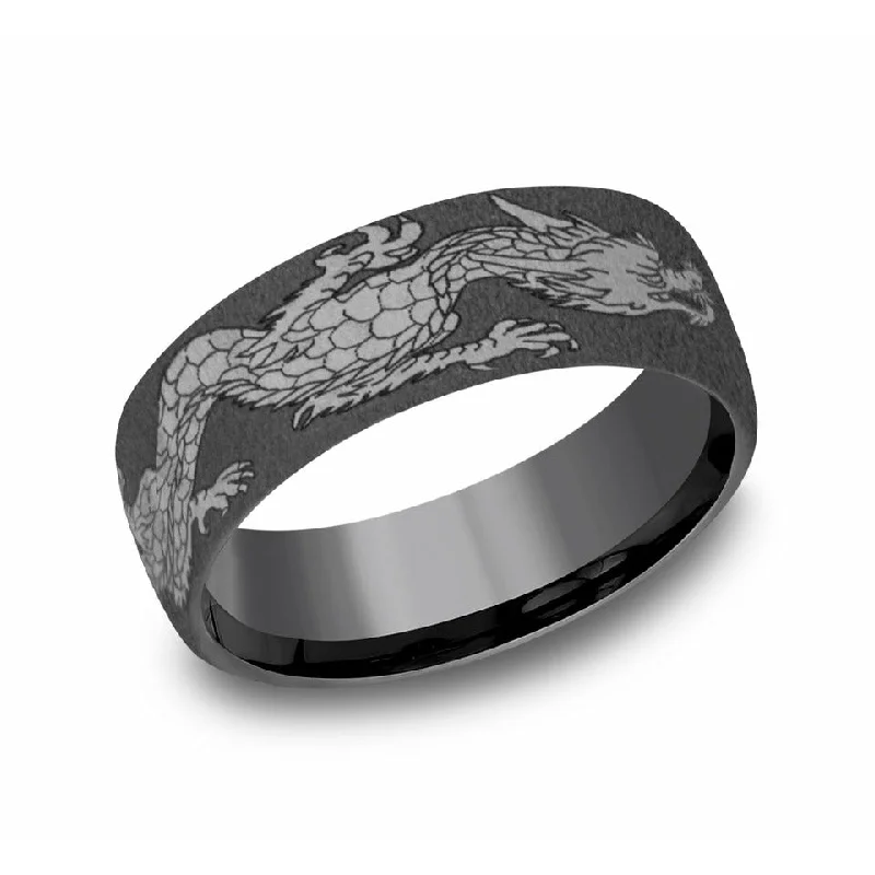 women's alternative engagement rings-Benchmark 7.5mm Dragon Tantalum Wedding Band