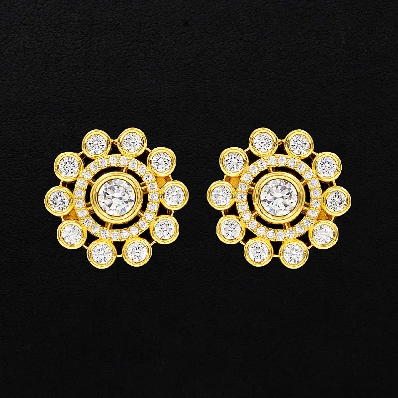 women's dainty earrings-PREMIUM STONE STUD PMSST13W-052