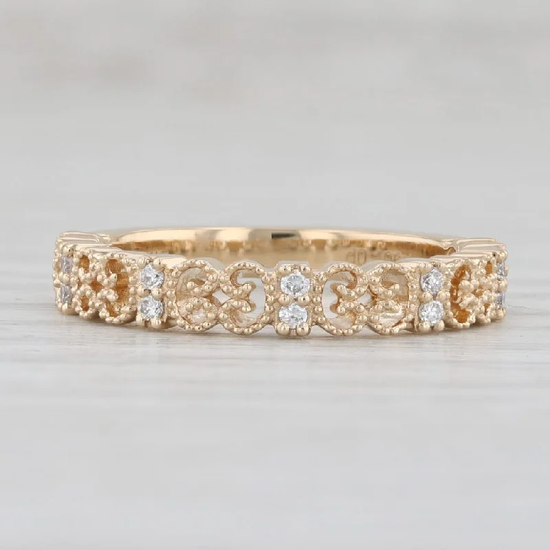 women's nature-inspired engagement rings-New Diamond Stackable Ring 14k Yellow Gold Wedding Band Women's Stacking Sz 6.25