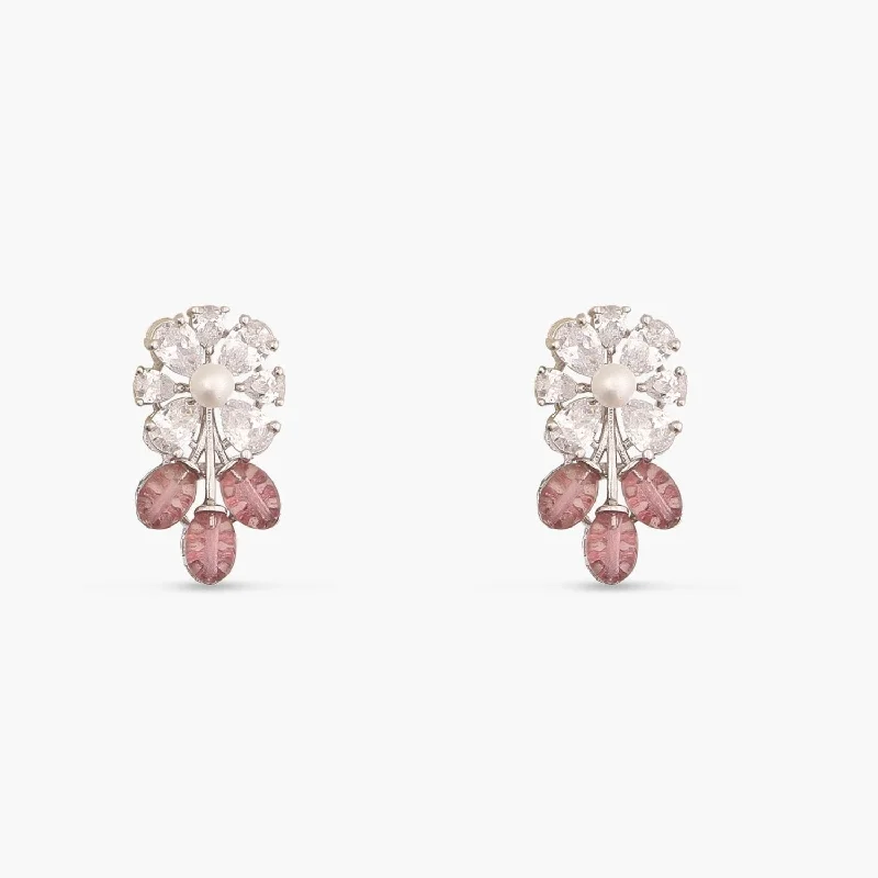 women's mismatched earrings-Shayara Nakshatra CZ Pink Stud Earrings