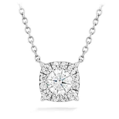 women's topaz necklaces-Hearts On Fire Custom Halo Diamond Necklace