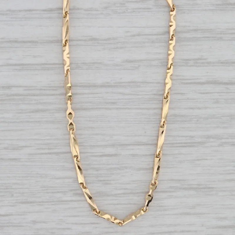 women's tribal necklaces-Beveled Link Chain Necklace 18k Yellow Gold 19.5" 1.5mm