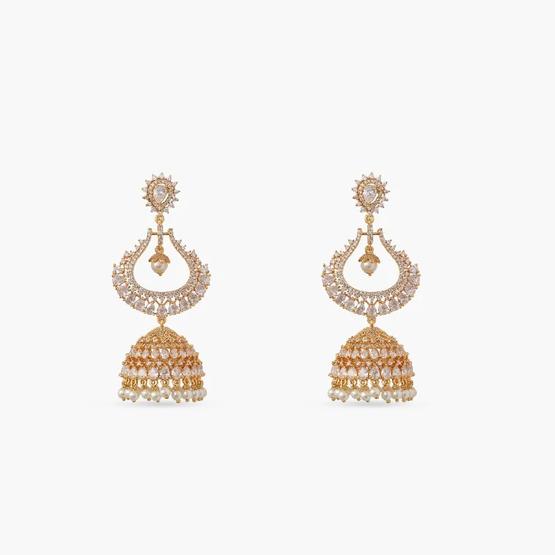 women's fashion earrings-Harper Nakshatra CZ Jhumka Earrings