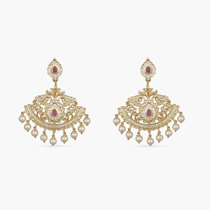 women's long earrings-Nandini Nakshatra CZ Earrings