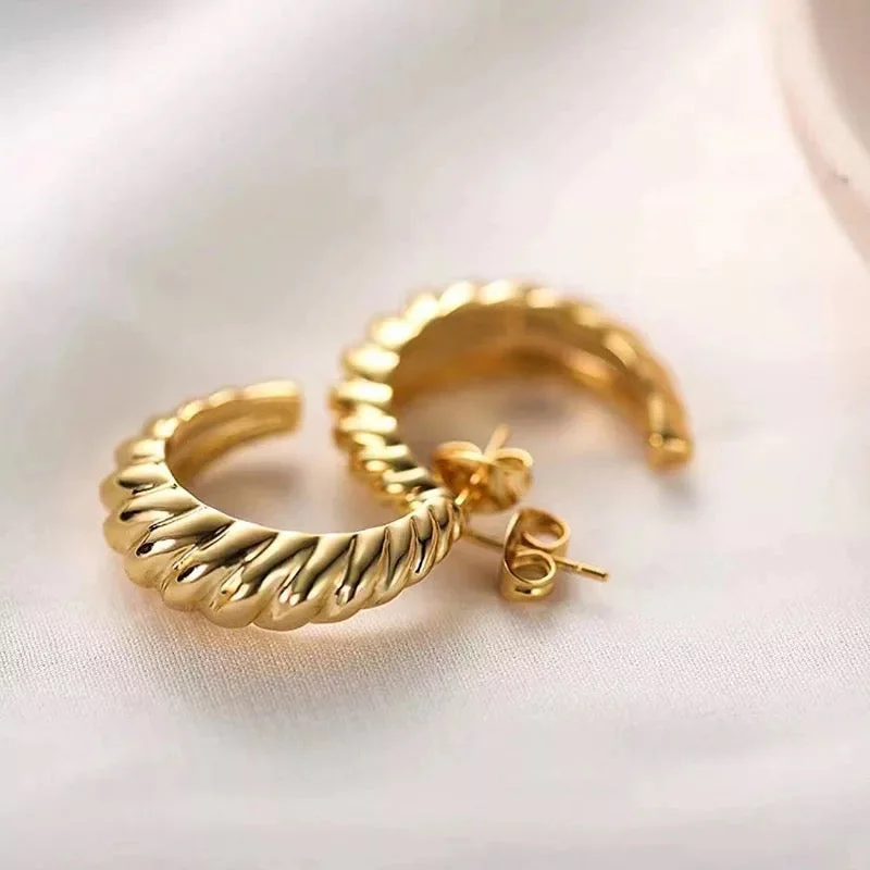 women's celestial earrings-Small Croissant Hoops