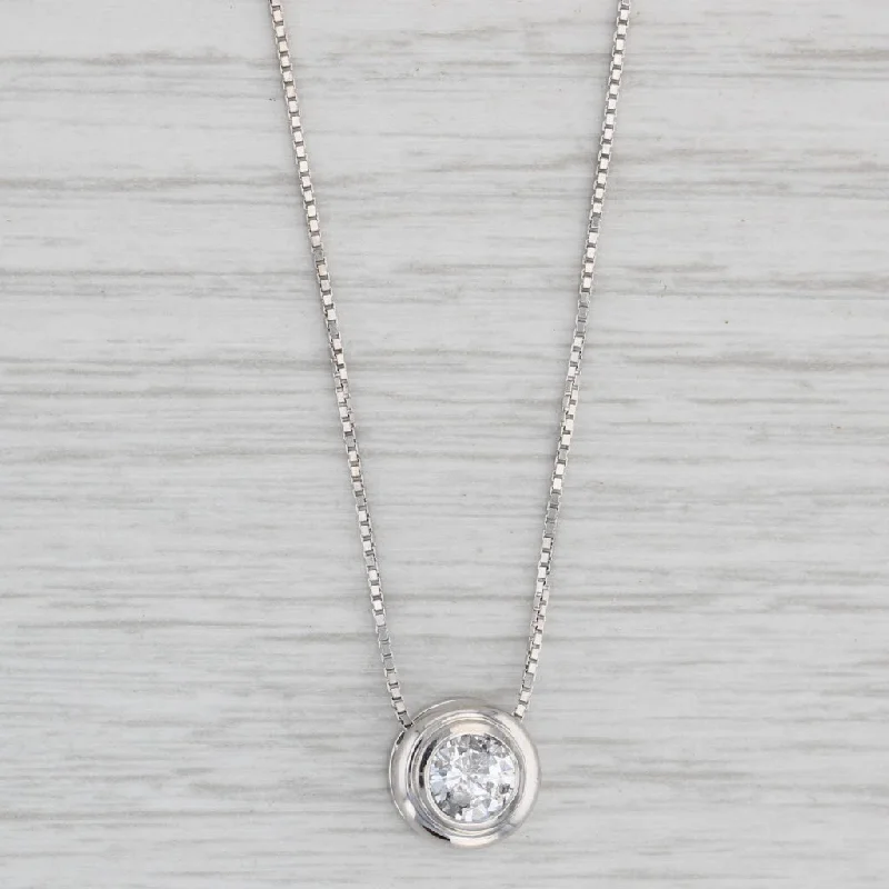 women's galaxy necklaces-0.66ct Diamond Round Solitaire Pendant Necklace 14k White Gold 18" Box Chain