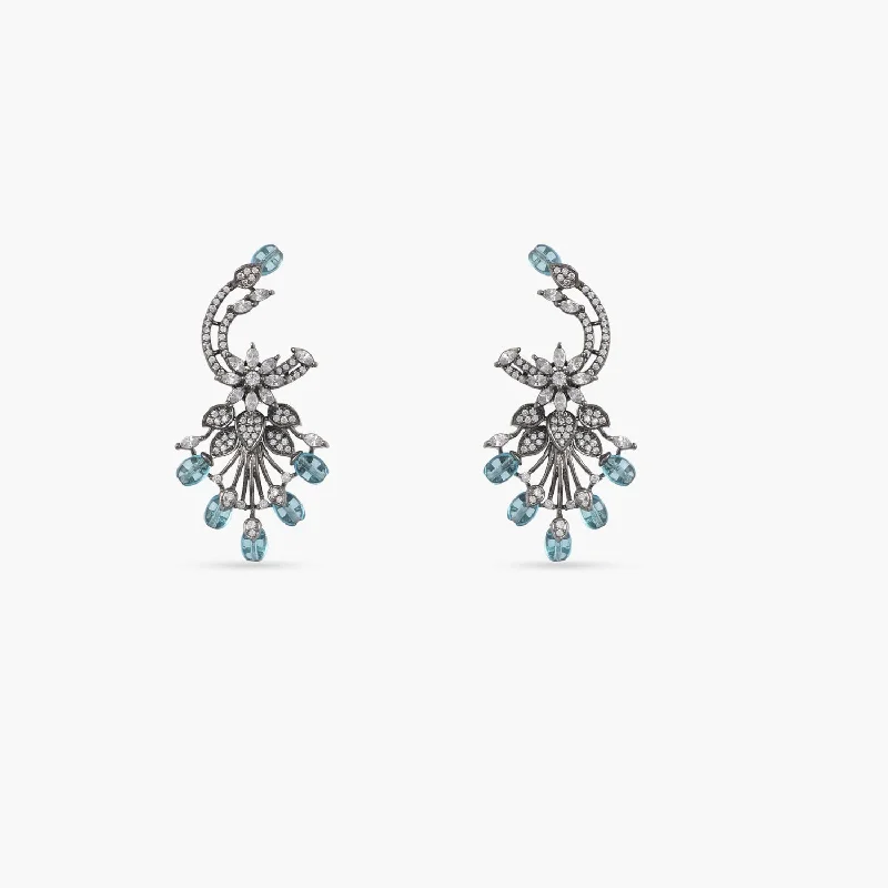 women's tassel earrings-Floral Bloom CZ Drop Earrings