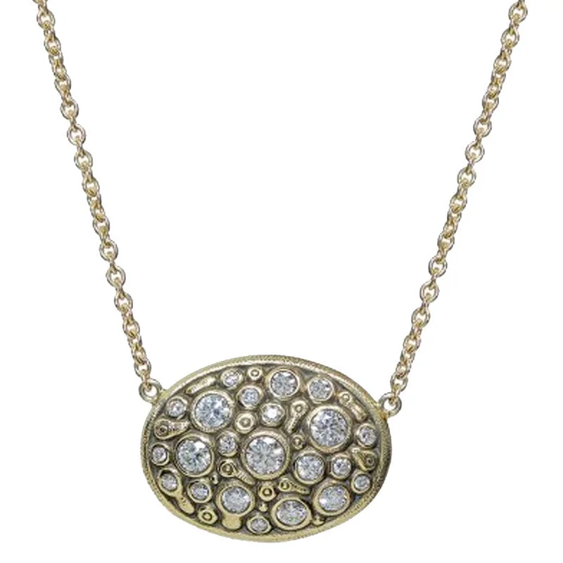 women's bold necklaces-Alex Sepkus Drop Oval Pendant Necklace - M-64D