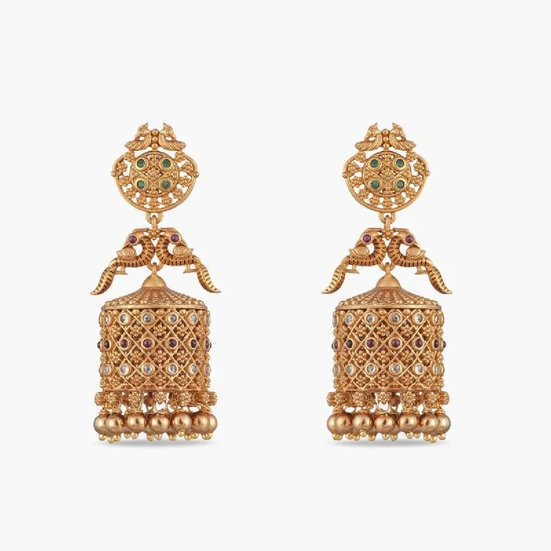 women's ear cuff earrings-Dhvani Antique Jhumka Earrings