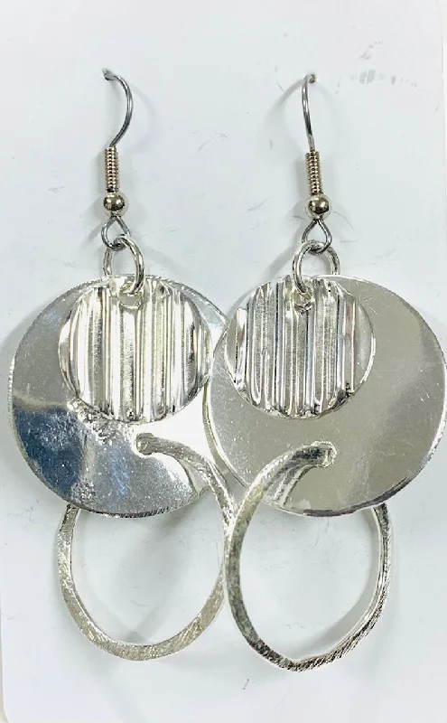 women's eco-friendly earrings-Disc and hoop silver earrings