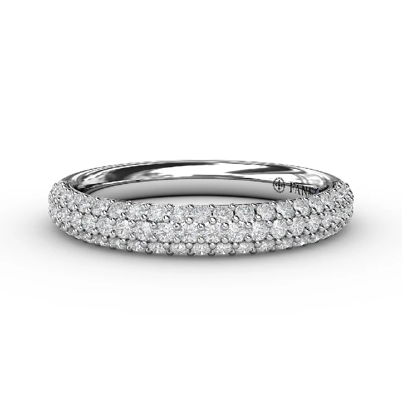 women's braided engagement rings-Fana 14K White Gold and Diamond Pave Wedding Band