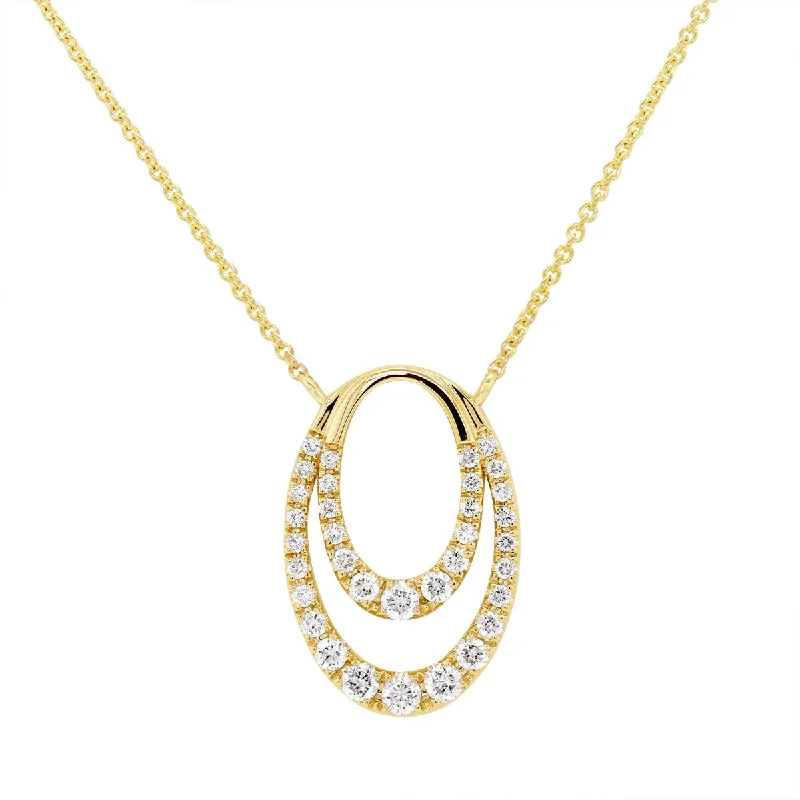 women's faith-based necklaces-MODERN YELLOW GOLD DIAMOND PENDANT NECKLACE, .46 CT TW