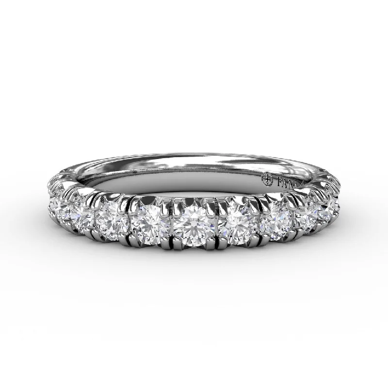 women's curved band engagement rings-Fana 14K White Gold and Diamond Modern Pave Wedding Band