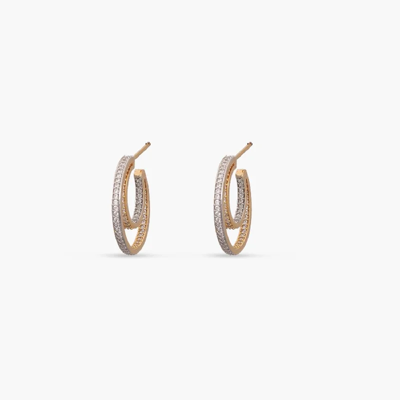 women's horseshoe earrings-Simple Hoop CZ Earrings