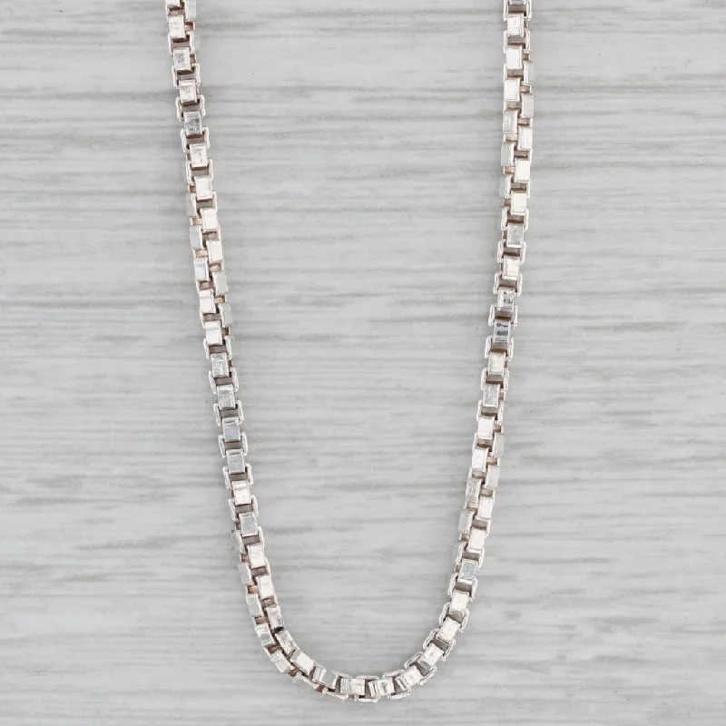 women's cubic zirconia necklaces-Paolo Romeo Italy Box Chain Necklace Sterling Silver 30" 2.1mm