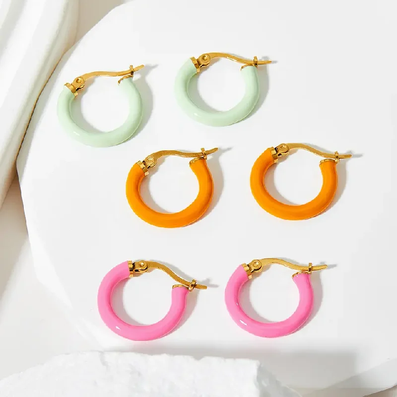 women's stud earrings-Candy Midi Hoops