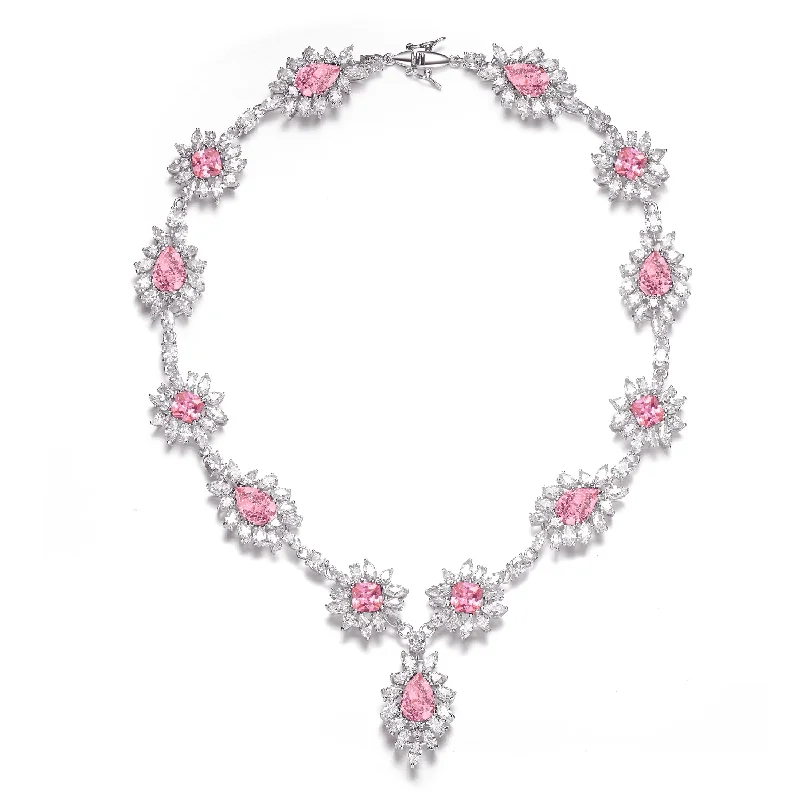 women's antique necklaces-Antoinette Soleil Rose Pink Necklace