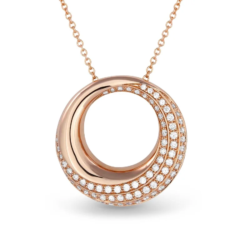 women's diamond necklaces-MODERN ROSE GOLD CIRCLE DIAMOND PENDANT NECKLACE, .48 CT TW