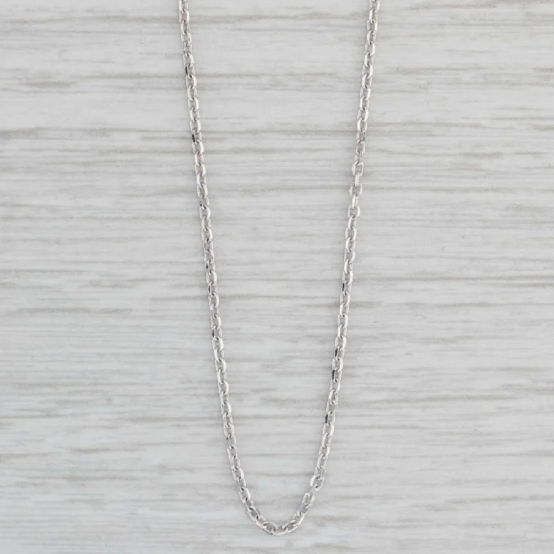 women's mixed-metal necklaces-Adjustable Cable Chain Necklace 14k White Gold 16"-18" Lobster Clasp