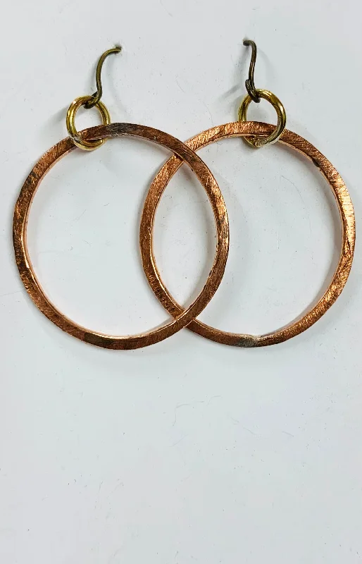 women's bird earrings-Medium copper hoop earrings