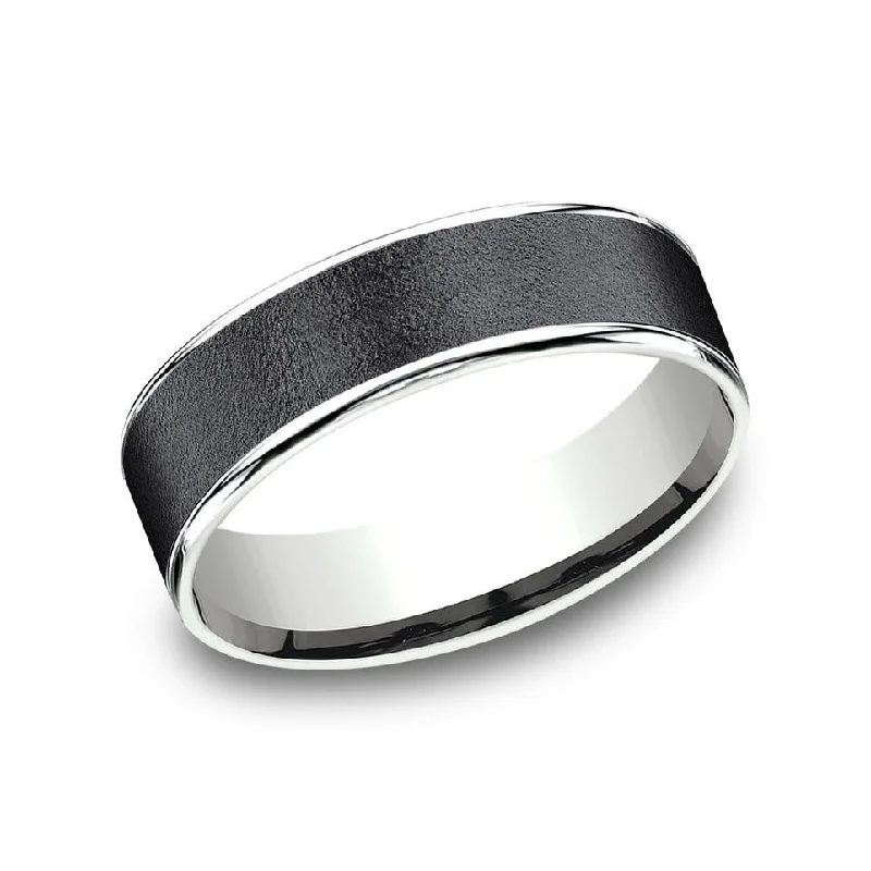 women's round-cut engagement rings-Benchmark Tantalum and 14k White Gold 6.5mm Wedding Band