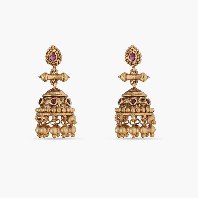 women's lucky earrings-Classic Antique Jhumka Earrings