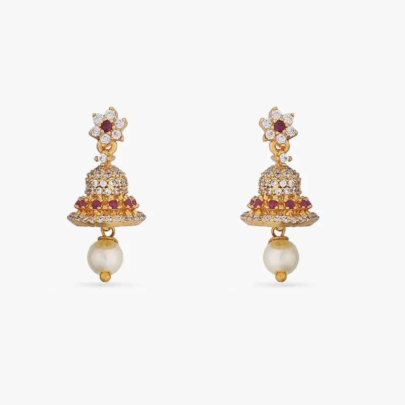 women's snake earrings-Mini CZ Jhumki Earrings