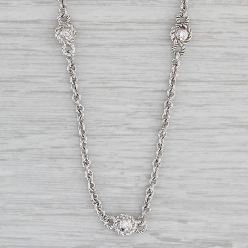 women's shell necklaces-Judith Ripka Cubic Zirconia Station Necklace 36" Long Cable Chain