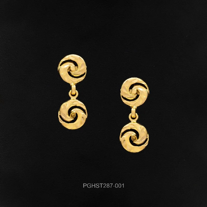 women's hoop earrings-GOLDEN HANGING STUD PGHST287-001