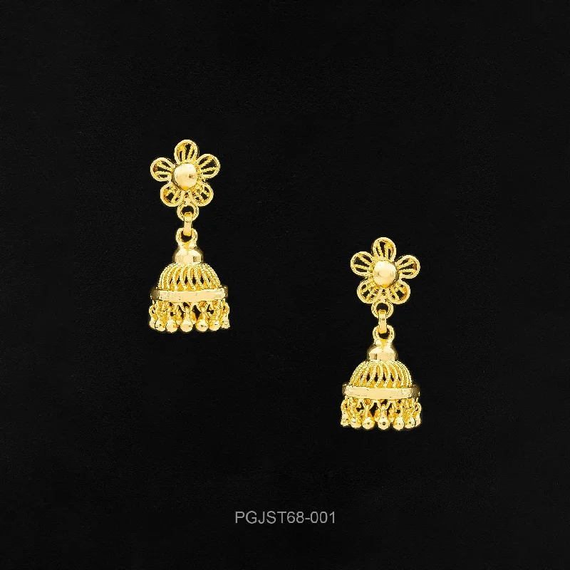 women's handcrafted earrings-GOLDEN JIMIKKA STUD PGJST68-001