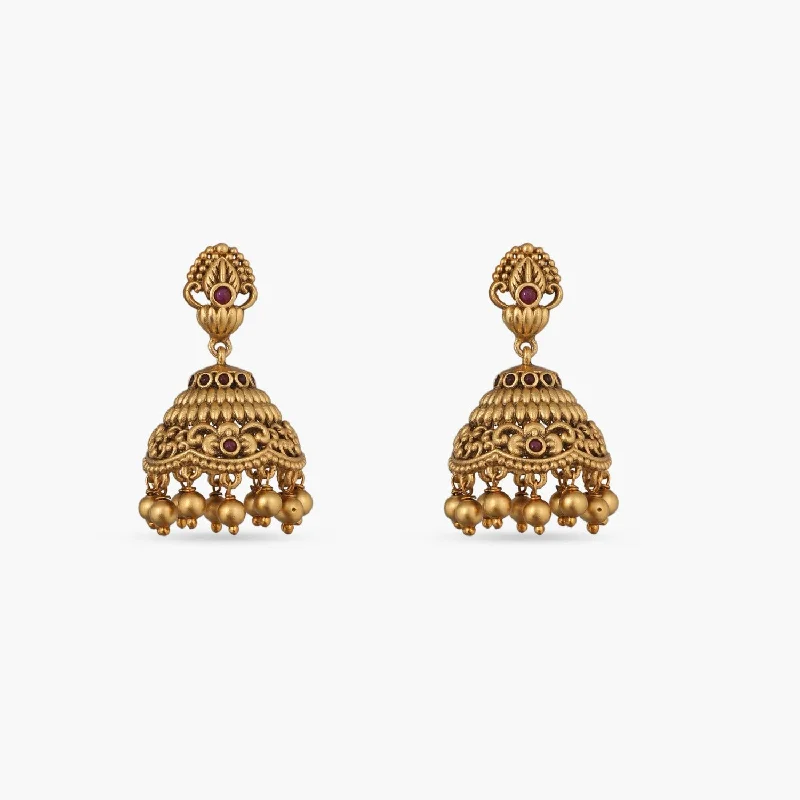 women's feather earrings-Smrity Antique Jhumka Earrings