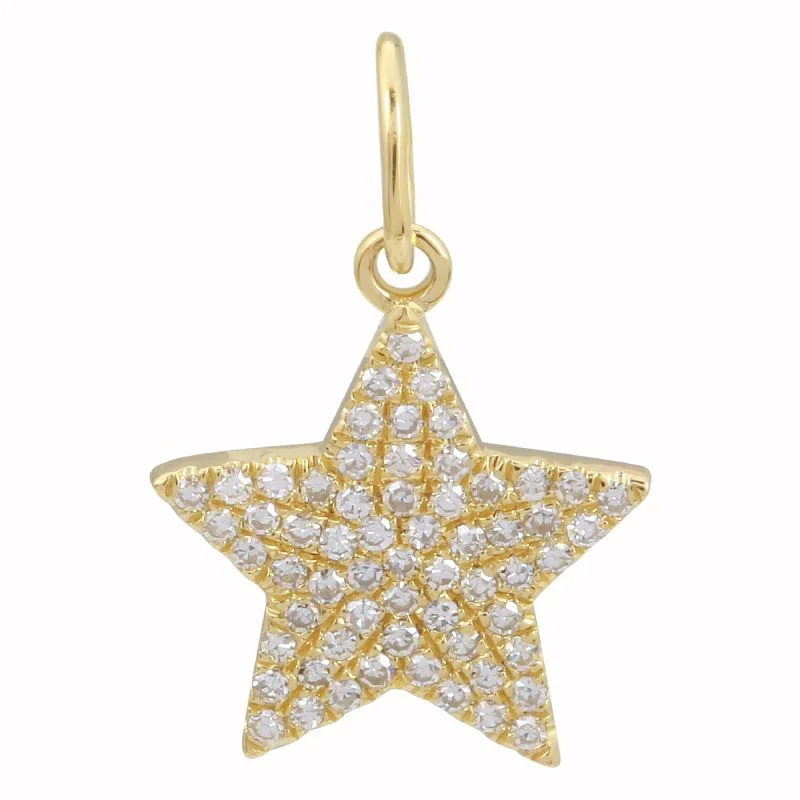 women's chain necklaces-14K Yellow Gold Star Diamond Necklace Charm