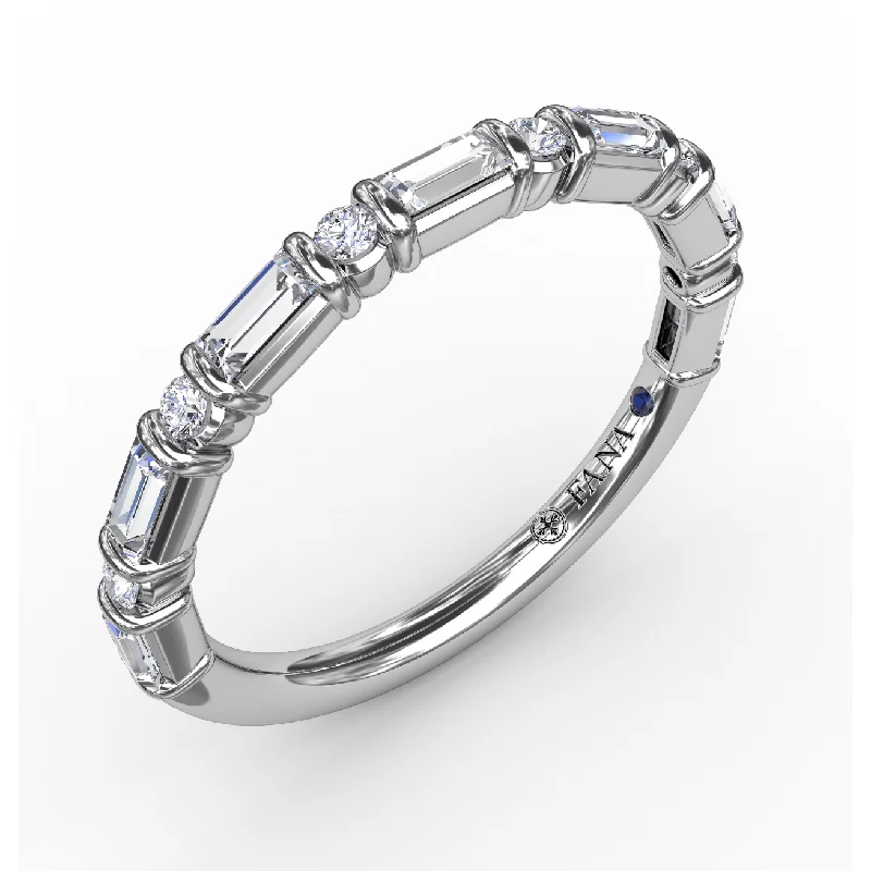 women's celestial engagement rings-Fana 14K White Gold And Diamond Baguette Wedding Band