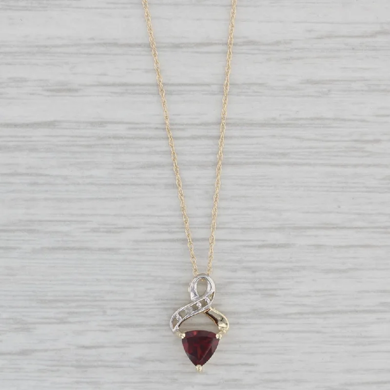 women's affordable necklaces-0.60ct Garnet Pendant Necklace 10k Yellow Gold 17.5" Rope Chain