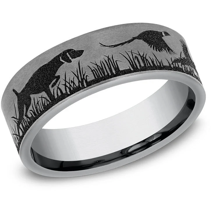 women's radiant-cut engagement rings-Brook & Branch "The Pointer" Tantalum Wedding Band