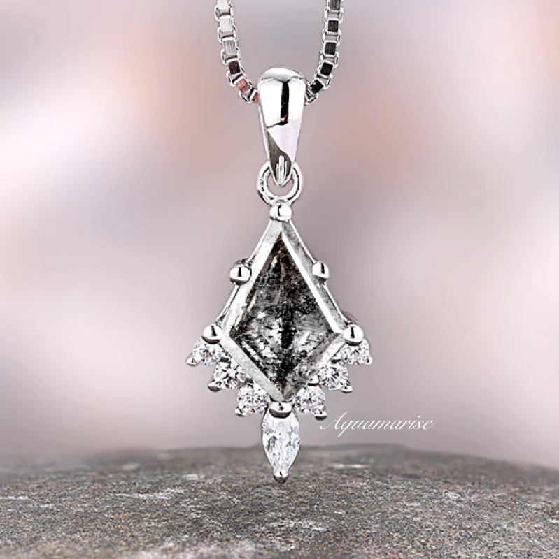 women's lock necklaces-Galaxy Raw Salt & Pepper Diamond (Herkimer Diamond) Pendant Necklace- Sterling Silver