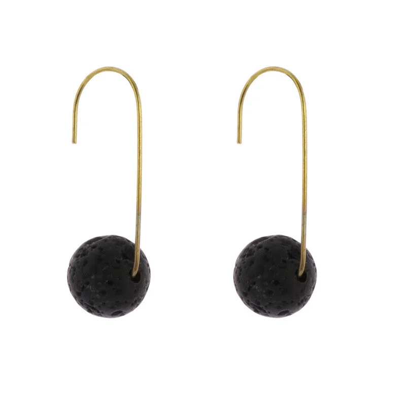 women's nature-inspired earrings-Nevis Lava Drop Earrings - Brass