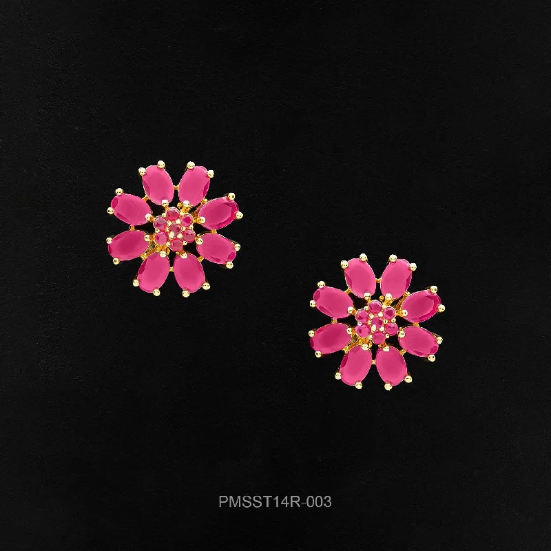 women's affordable earrings-PREMIUM STONE STUD PMSST14R-003