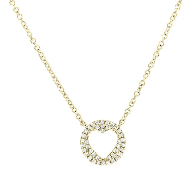 women's galaxy necklaces-14K Yellow Gold Diamond Pave Heart Necklace