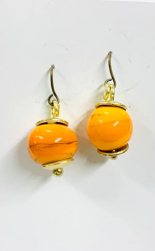 women's eco-friendly earrings-Murano glass drop earrings buttercup yellow