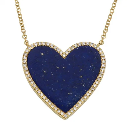 women's celestial necklaces-14K Yellow Gold Lapis Heart Necklace