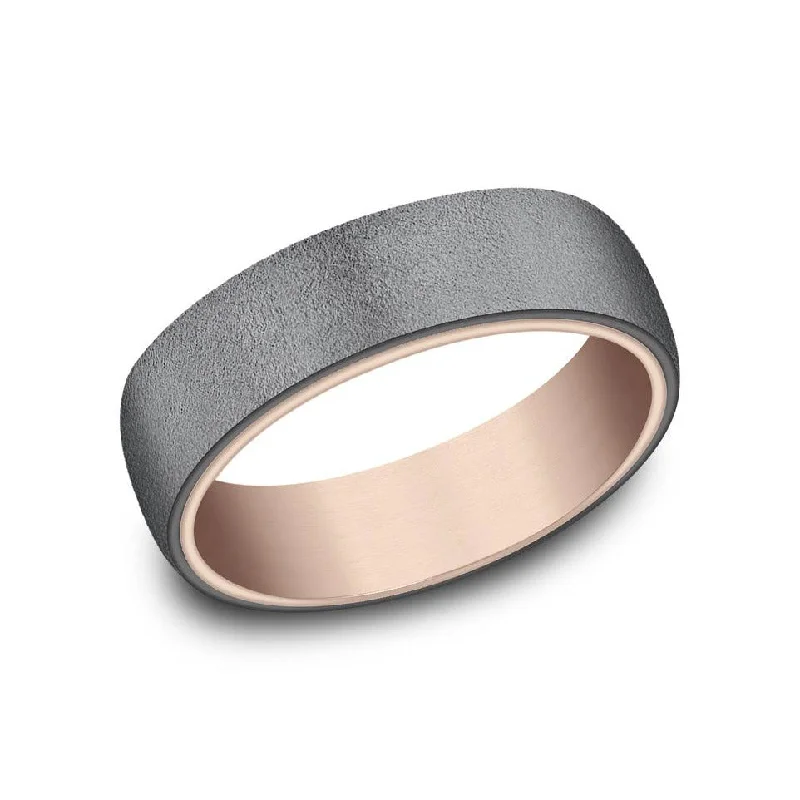 women's pave engagement rings-Benchmark Tantalum and 14k Rose Gold 6.5mm Wedding Band