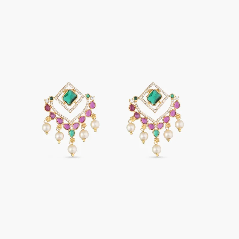 women's moon earrings-Gunja Nakshatra CZ Drop Earrings