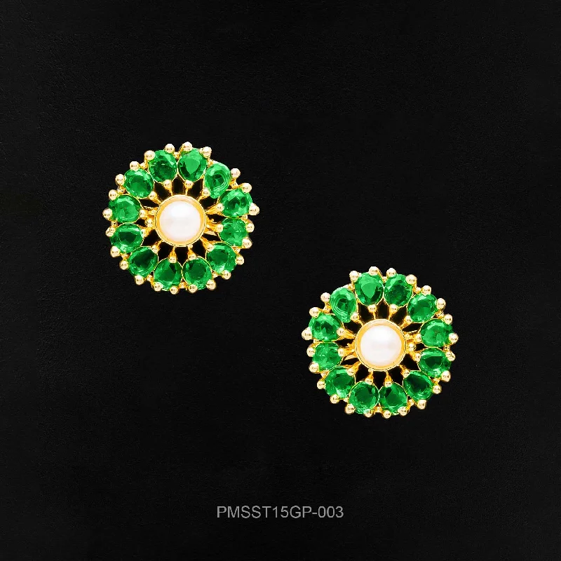 women's handcrafted earrings-PREMIUM STONE STUD PMSST15GP-003