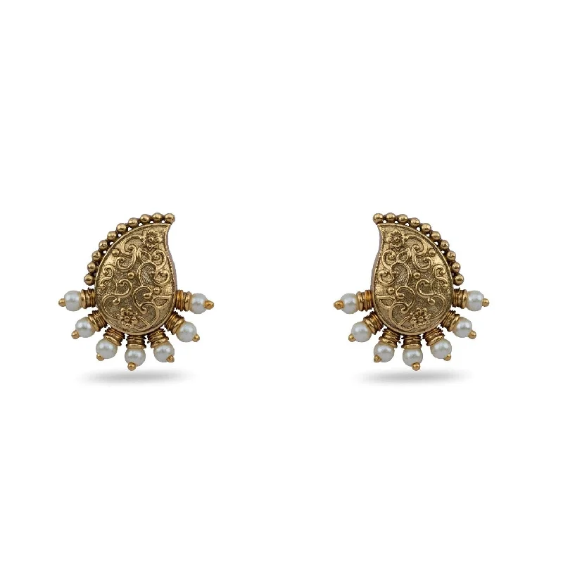 women's trendy earrings-Mango Motif Antique Stud Earrings